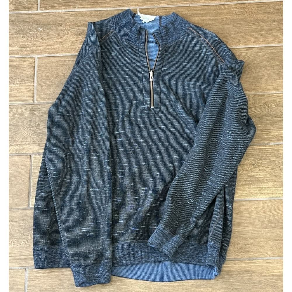 Tommy Bahama Men's Blue 1/4 Zip Long Sleeve Pullover Sweater Size XL